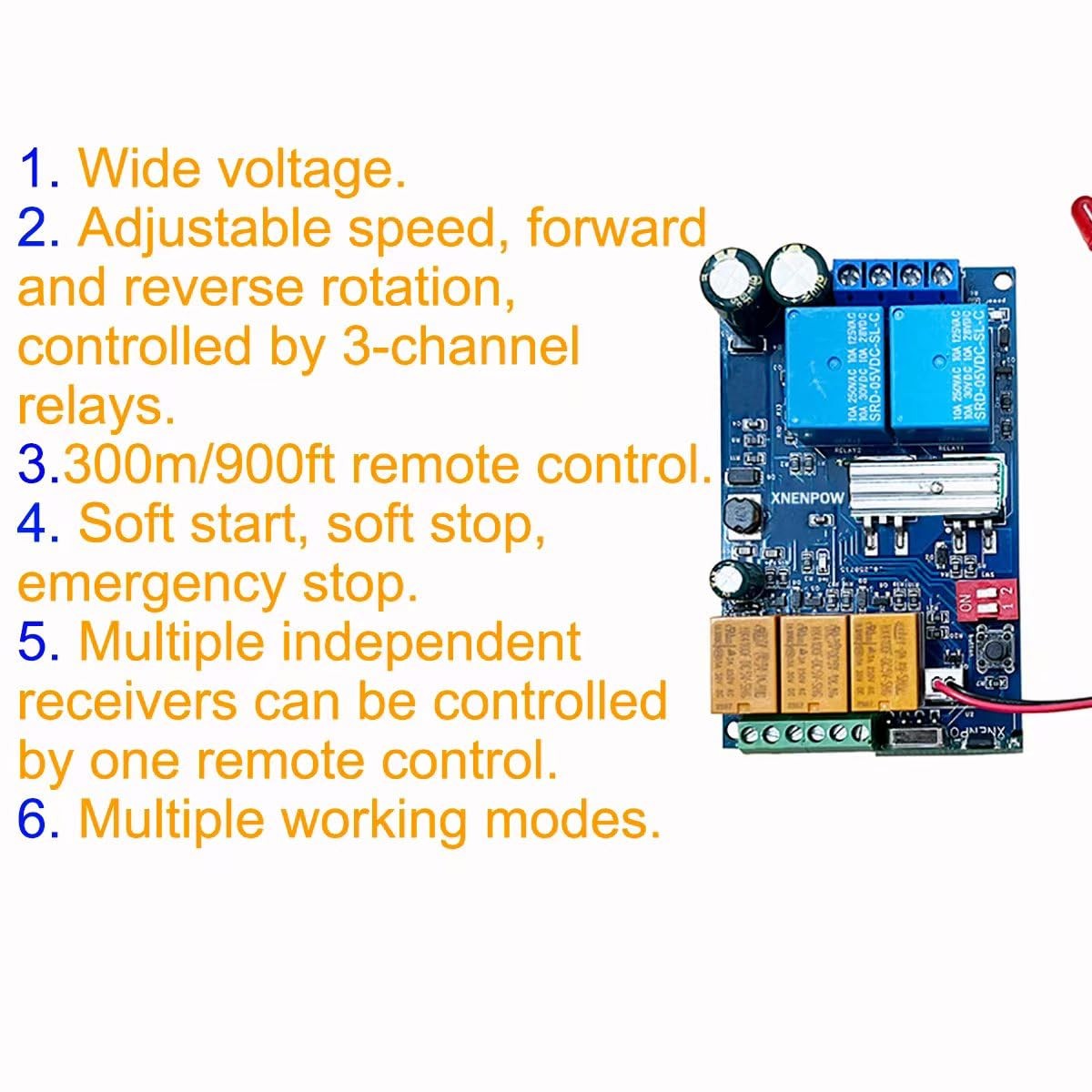 PWM DC Motor Speed Remote Control Switch Forward and Reverse, DC 9V 12V 24V 3
