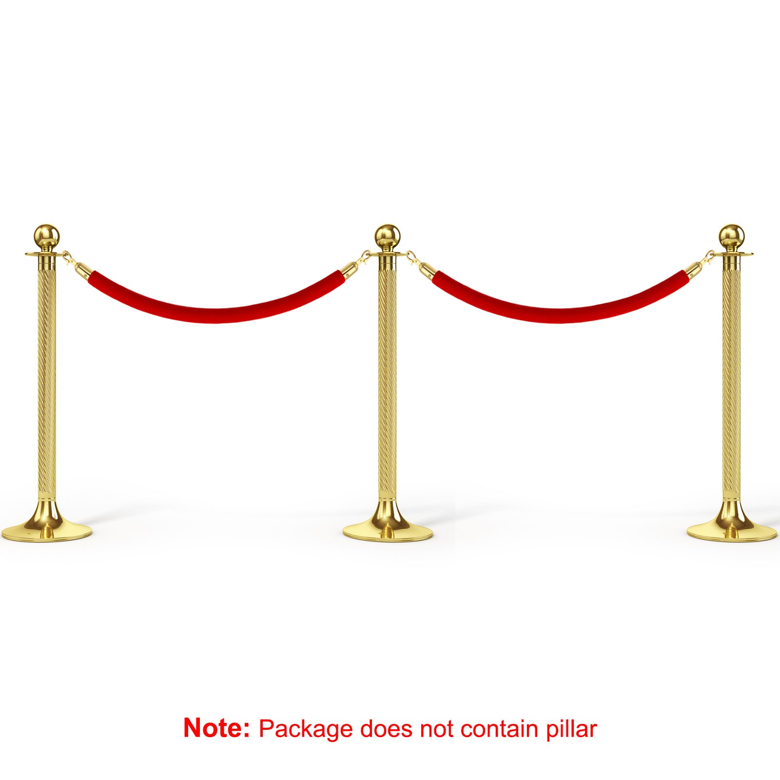 2Pcs 5Ft Red Velvet Stanchion Rope Crowd Control Barrier Rope Golden