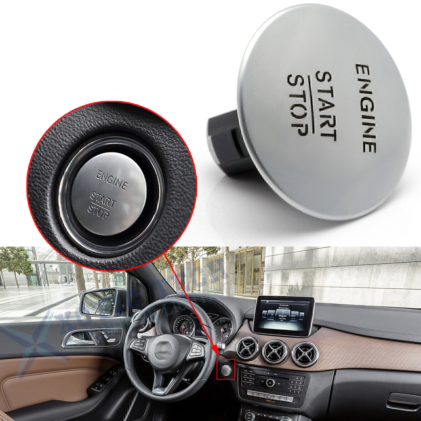 For Mercedes-Benz Push To Start Button Keyless Go Engine Start Stop Push Button