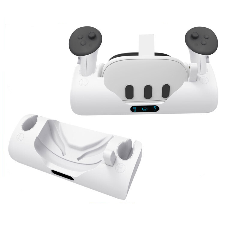 For Meta Quest3 VR Headset Charging Dock for Quest3 Grip Charger w/Display Light