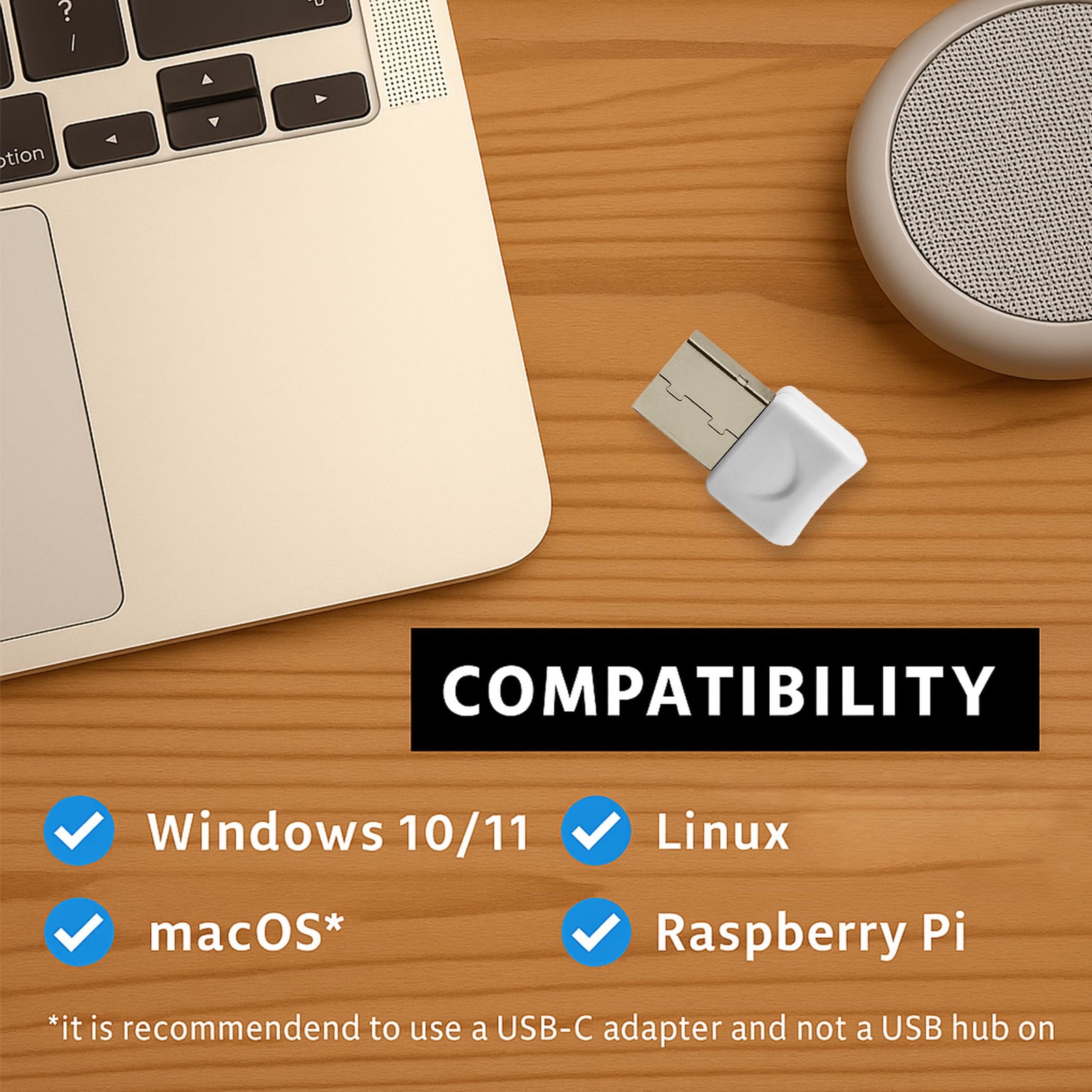 Hideez USB Bluetooth Adapter for PC, macOS, Linux, 26x16x7, BT0015-01