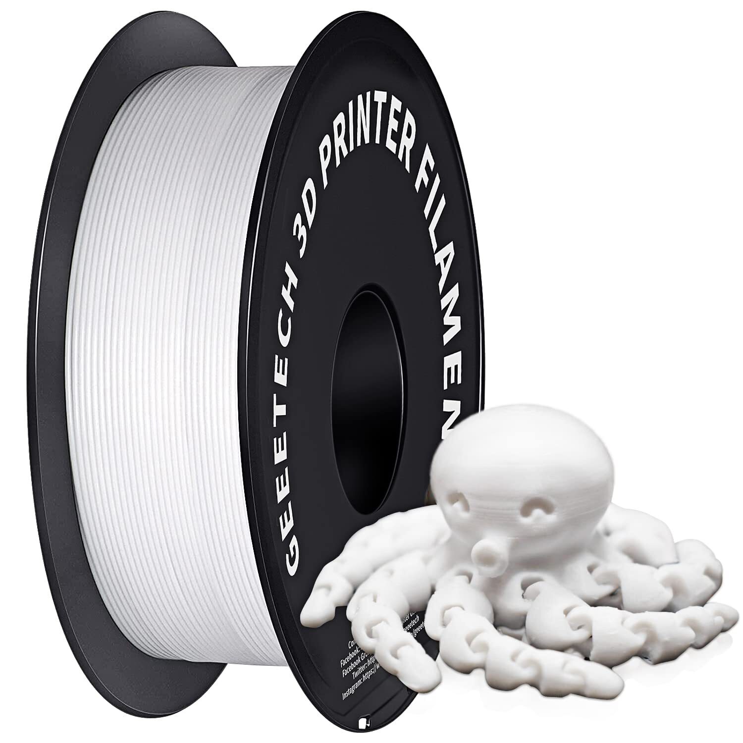 Geeetech 1.75mm 1kg/roll PLA Filament White FDM 3D Printer PLA Consumables US