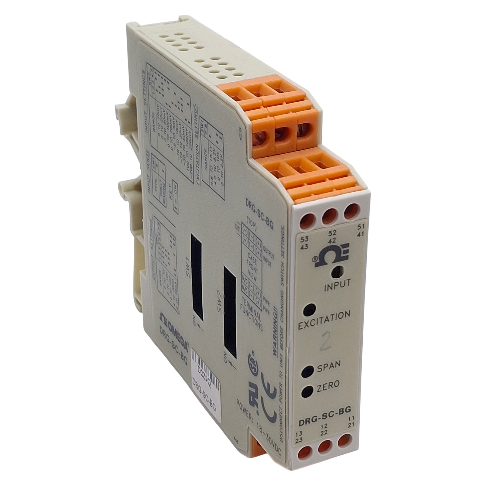 Omega DRG-SC-BG Bridge/Strain Gauge Input Signal Conditioner DIN Mount 0-200mV
