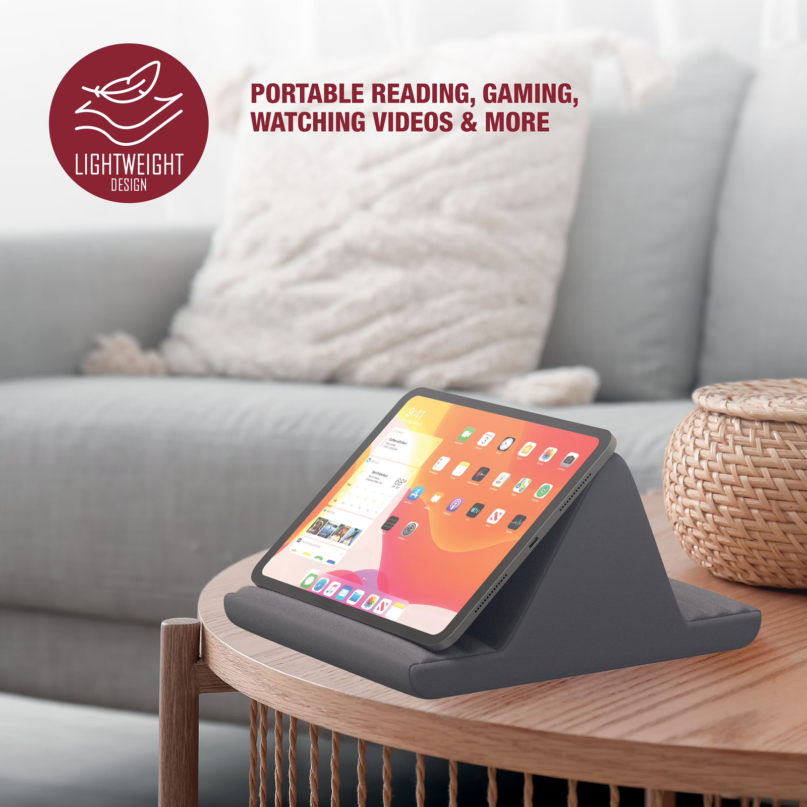 Tzumi OneGrip Multi-Angle Pillow Stand for iPad & All Tablets