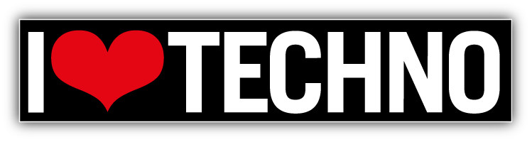 I Love Techno Car Bumper Sticker Decal - 5'', 6'' and 8''