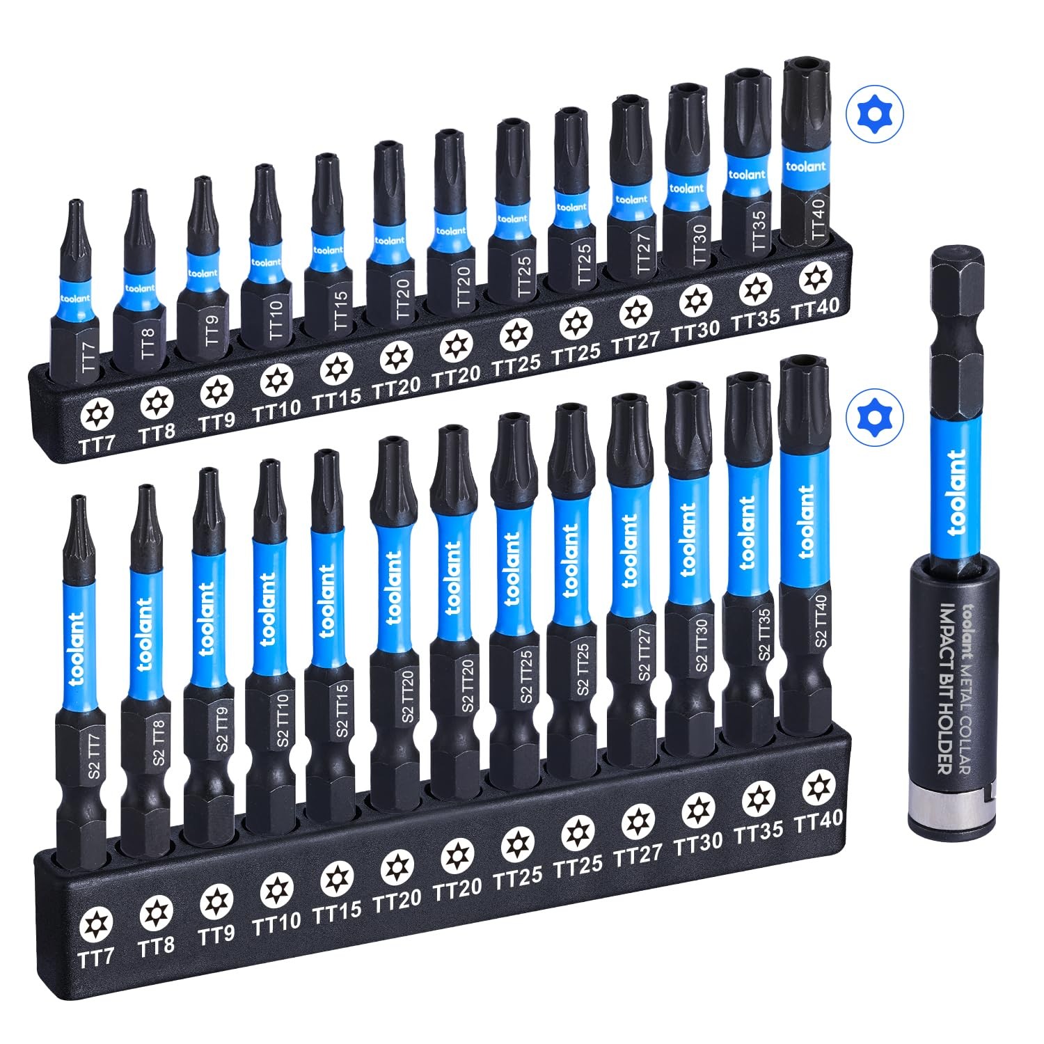 toolant Impact Torx Bit Set 27pcs (TT7-TT40), S2 Steel Security 26+1PCS