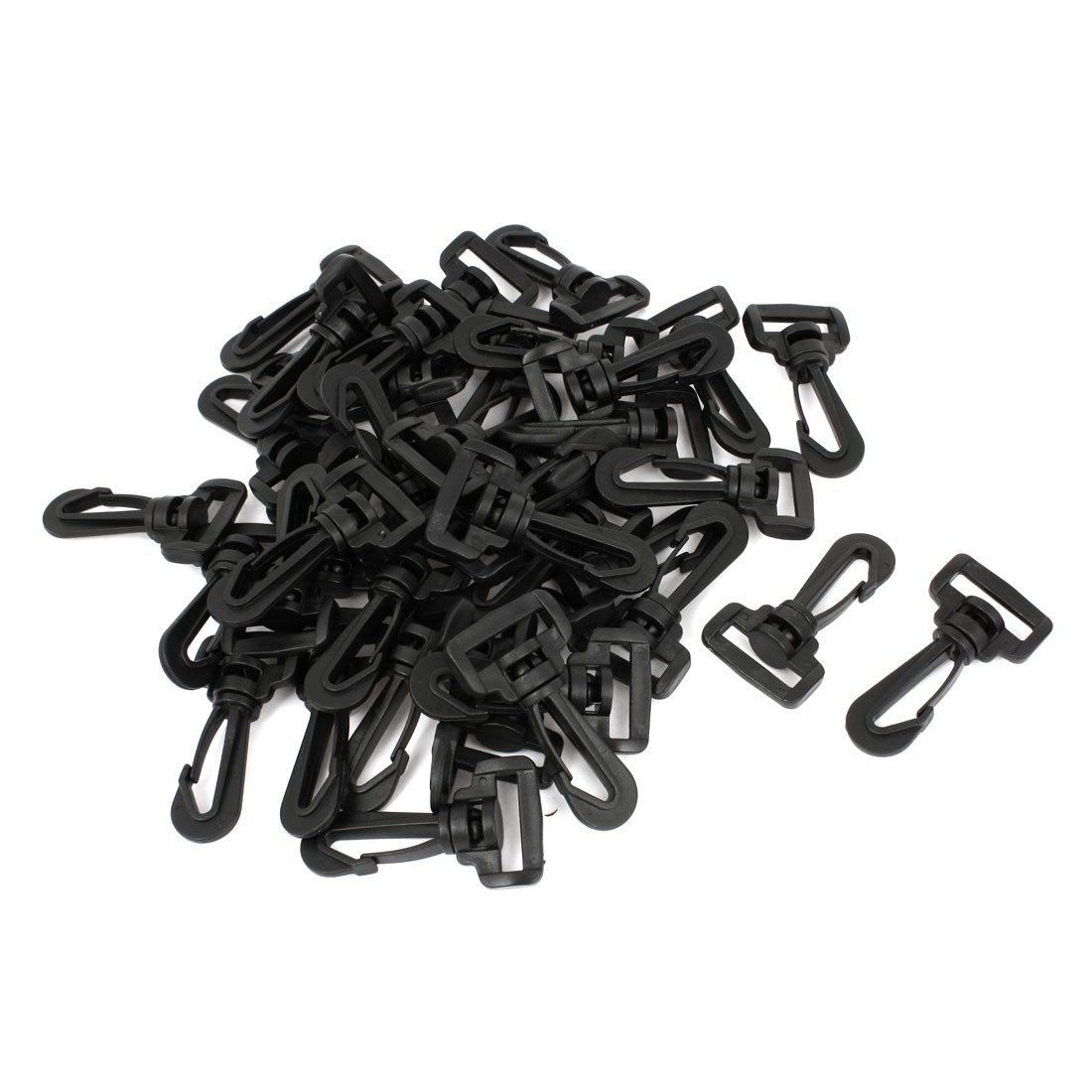Luggage Bag Belt Strap Black Plastic 1" Swivel Rotary Snap Hook Buckle 40PCS