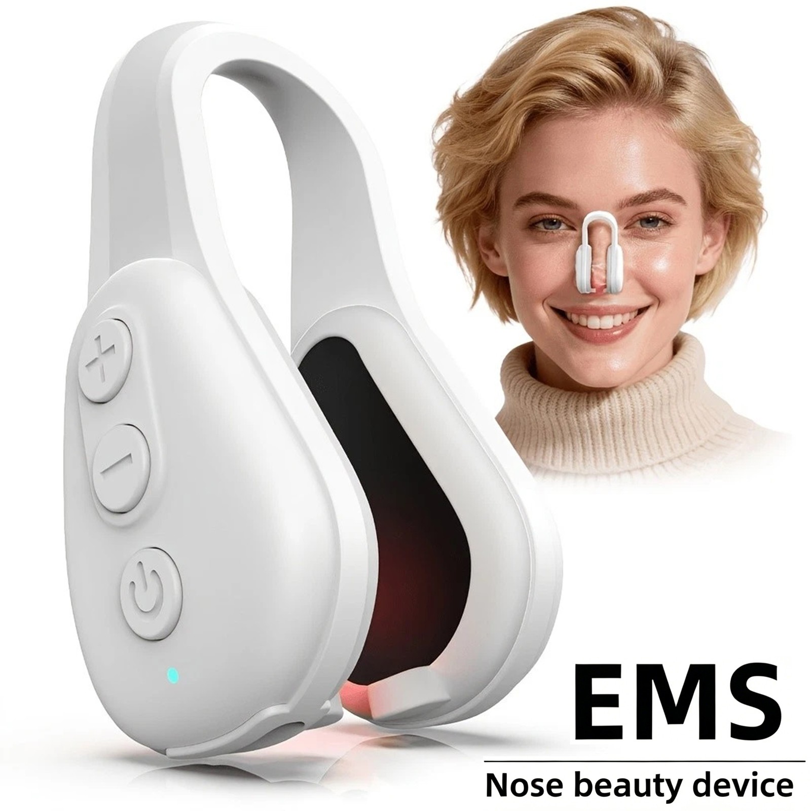 2IN1 Red light Care EMS Nose Shaper: Patented Silicone Clip for Daily Nose Care
