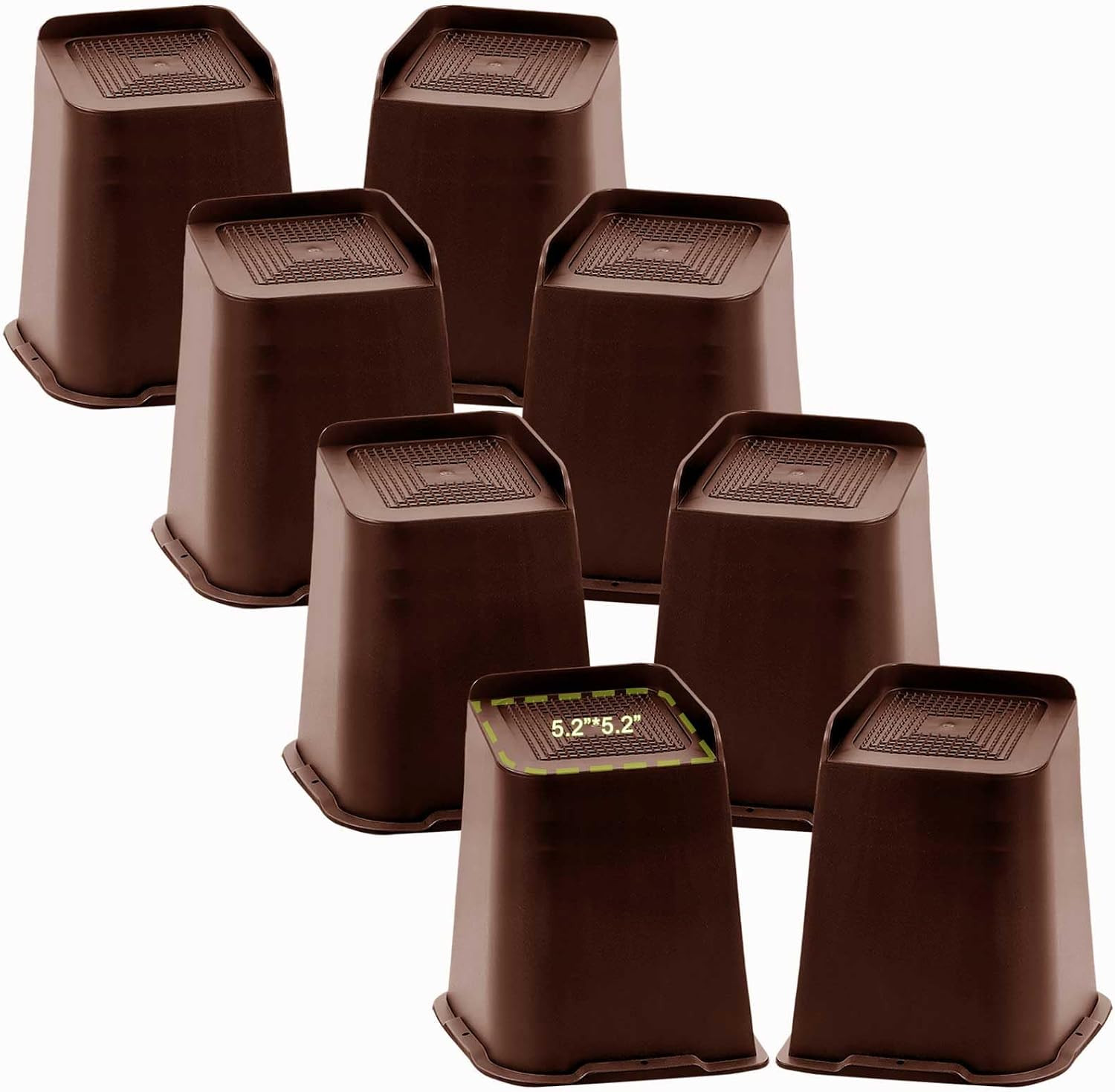 Heavy Duty Bed Risers 8 Inch, Support 6000 Lbs, 8 Pack, Chocolate Brown