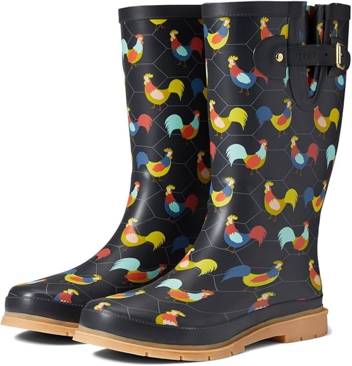 Western Chief Women's Tall Waterproof Rain Boot Outdoor Garden Chicken Plaid