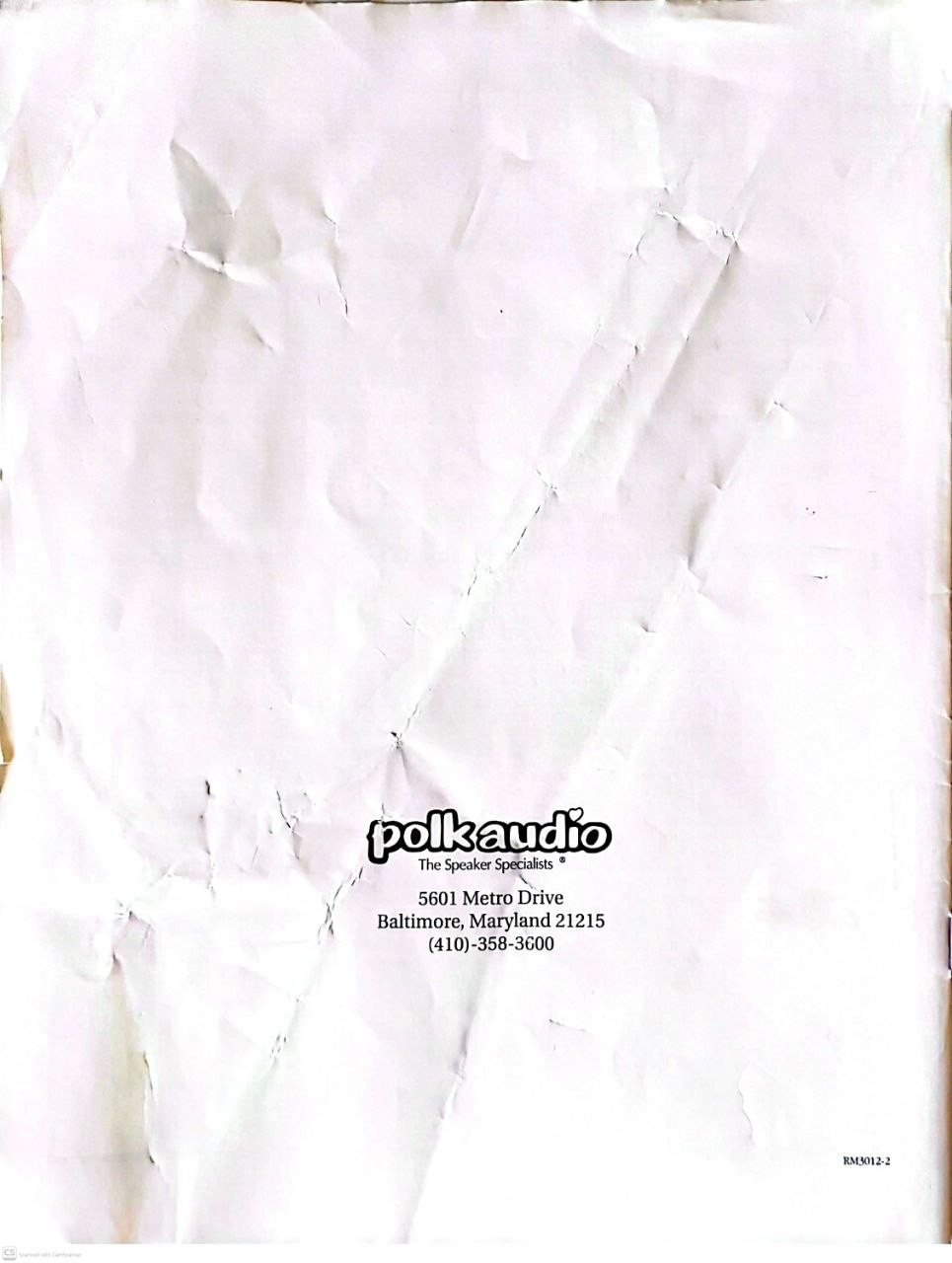 Polk Audio M Series Owners Manual