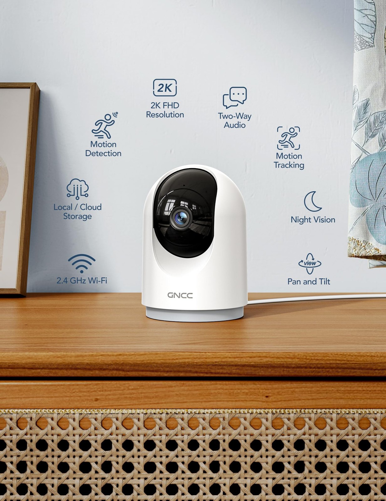 Indoor Security Camera, 2K Cameras for Home Security with Motion Detection, B...
