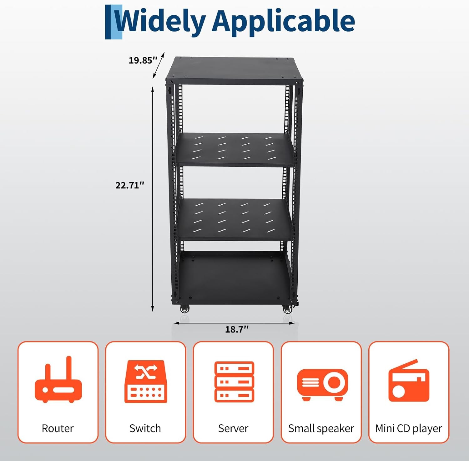 12U 4 Post Open Frame Server Rack Network Enclosure AV Rack Stand Wall Mount