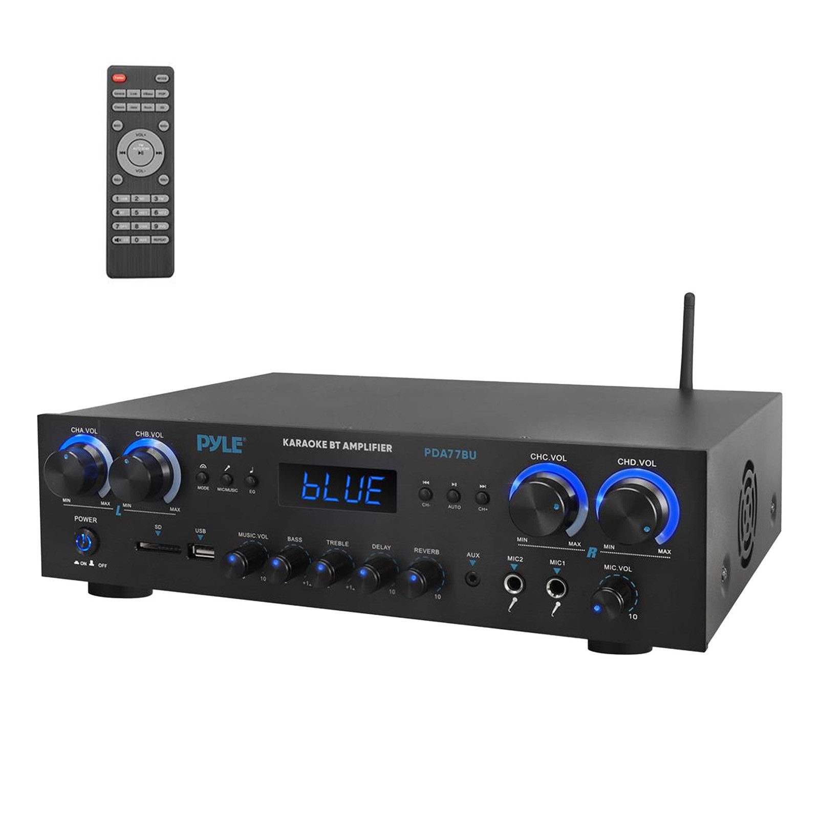 Pyle PDA77BU 4-Channel Home Audio Bluetooth Receiver, 2x 4" White Speaker, Wire