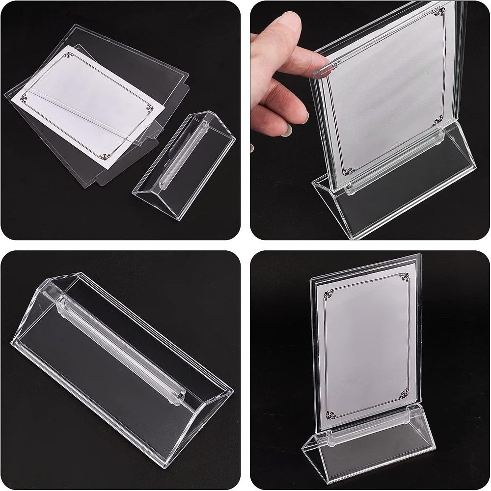 6sets T-shape Acrylic Display Stand Rectangle Clear 11.4x6x19.4cm Storage