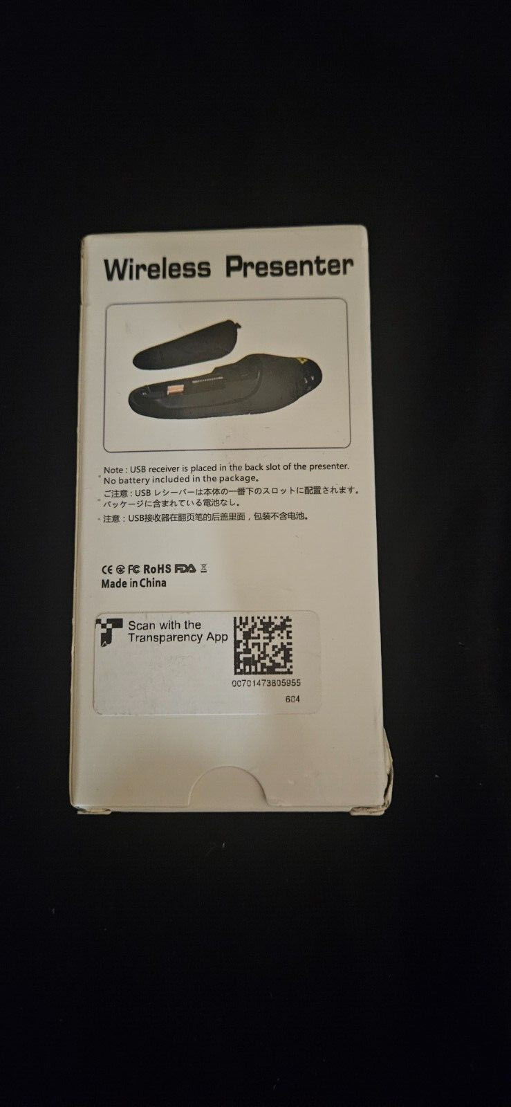 Black Wireless Presenter 2.4GHz Ergonomic Button D22-xo-us- (14479, 14895)