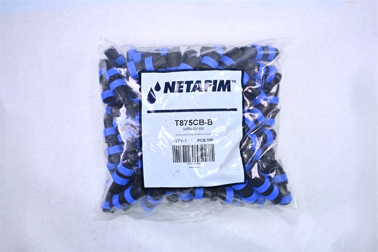 100 Netafim Ring Twist‑Lock Coupler Coupling 22MM 7/8" for Thinwall Dripline