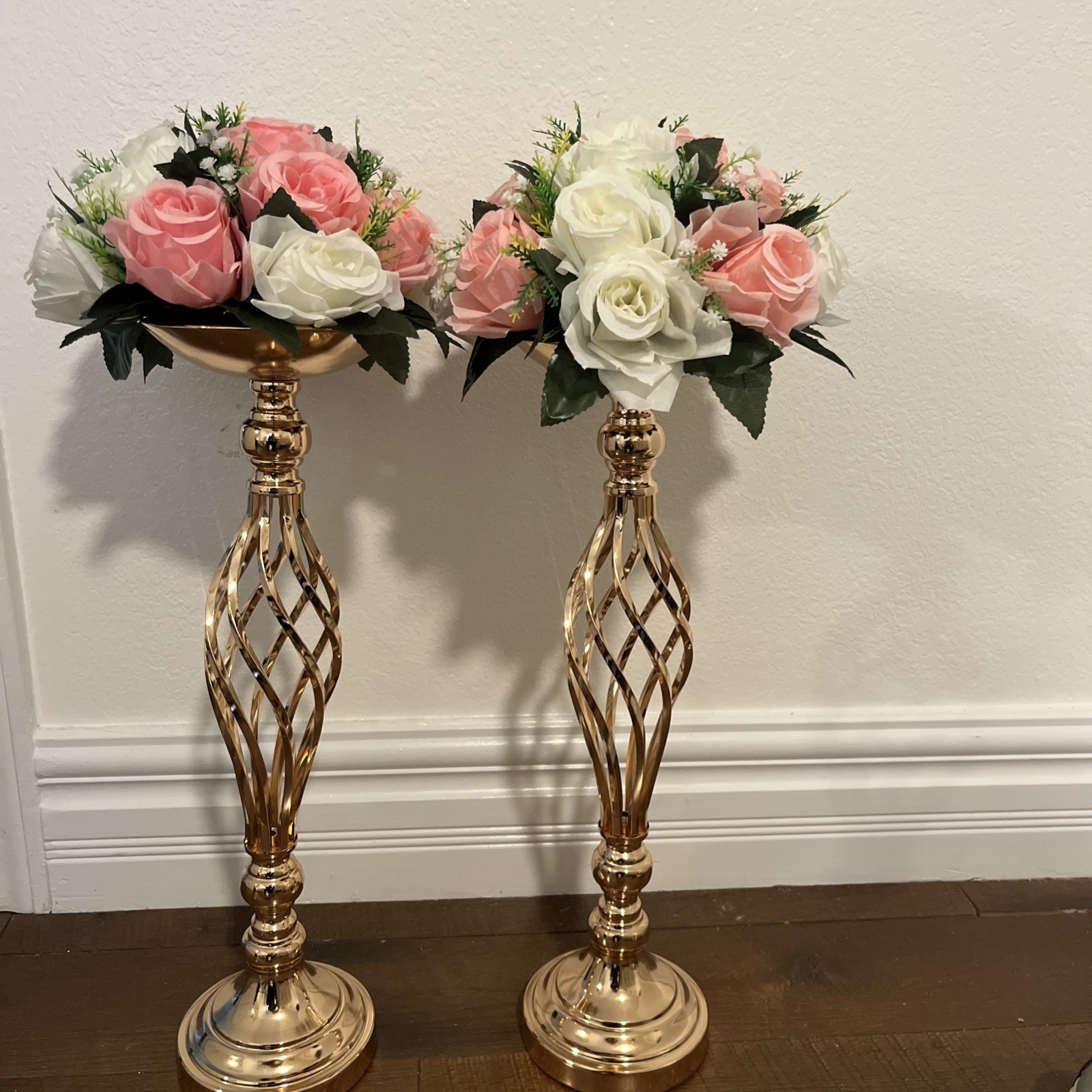 2Pcs Gold Vase for Wedding Centerpieces, 23 Inch Tall Flower Stand