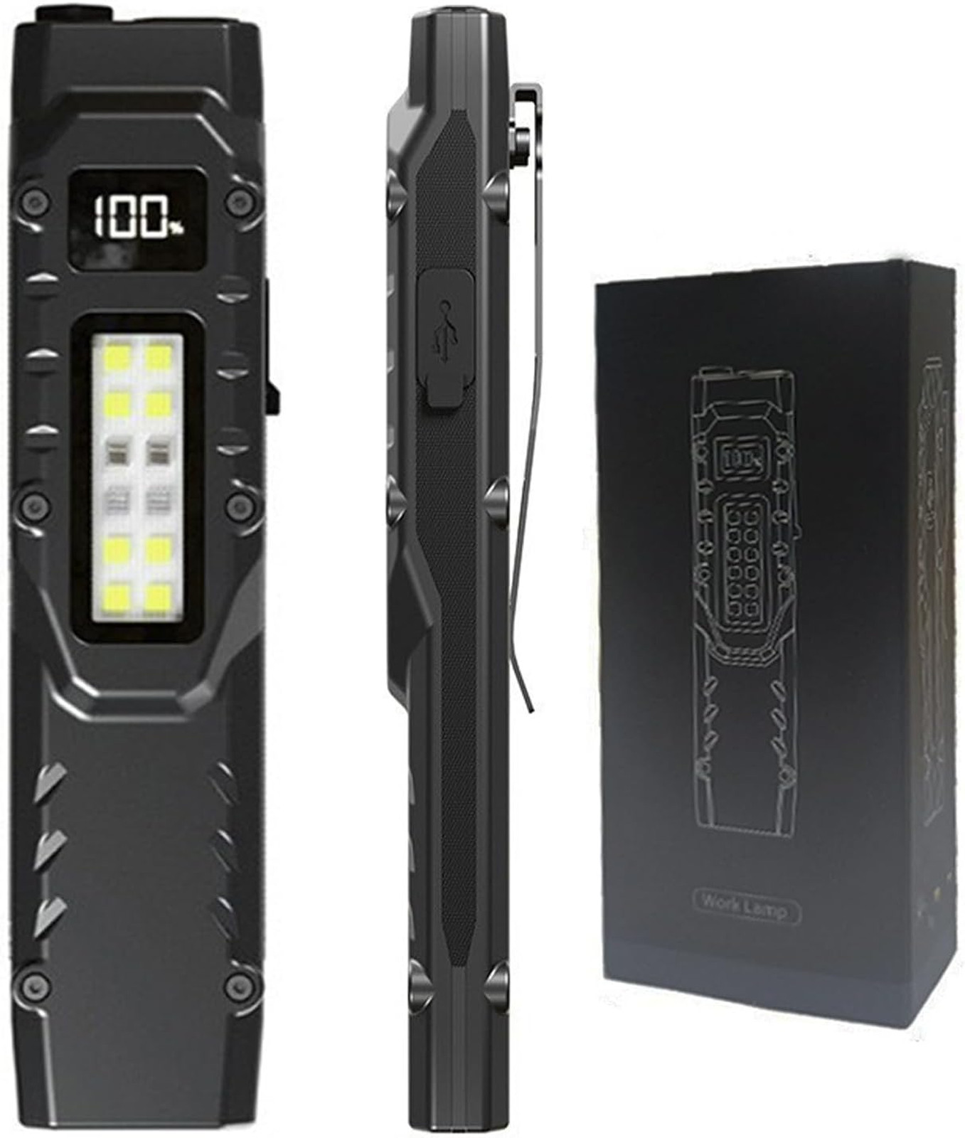 Tactical Flashlight High Lumens EDC USB-C Rechargeable with Digital Display