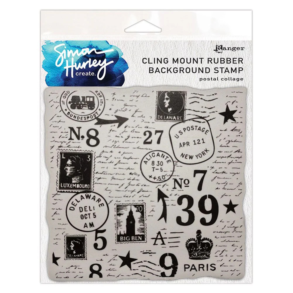 Simon Hurley create. Cling Mount Background Stamp - Postal Collage HUR93565
