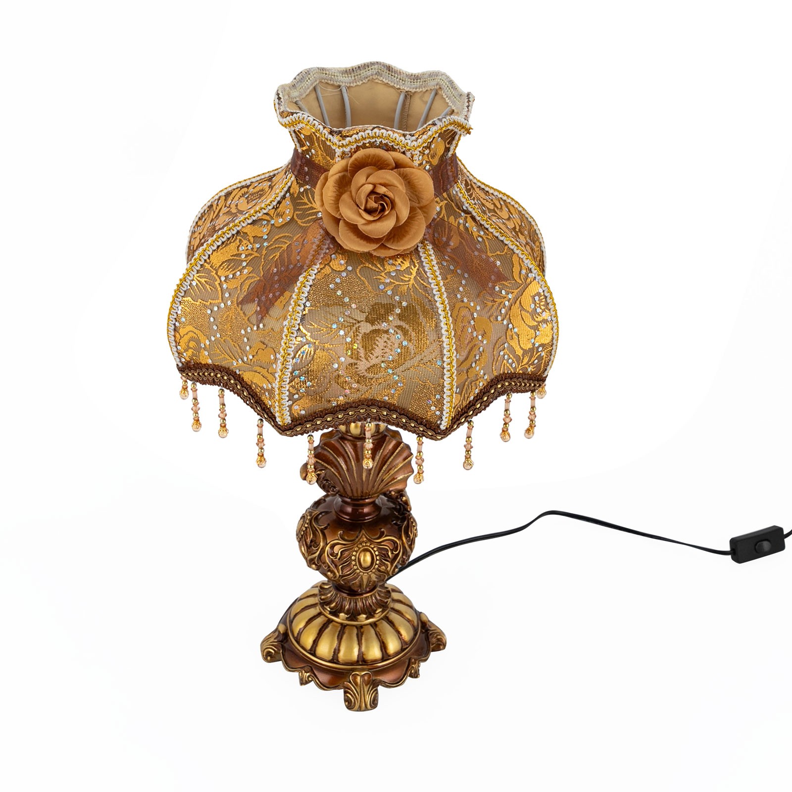 European Style Flower Table Lamp with Push-Button Switch and Elegant Design