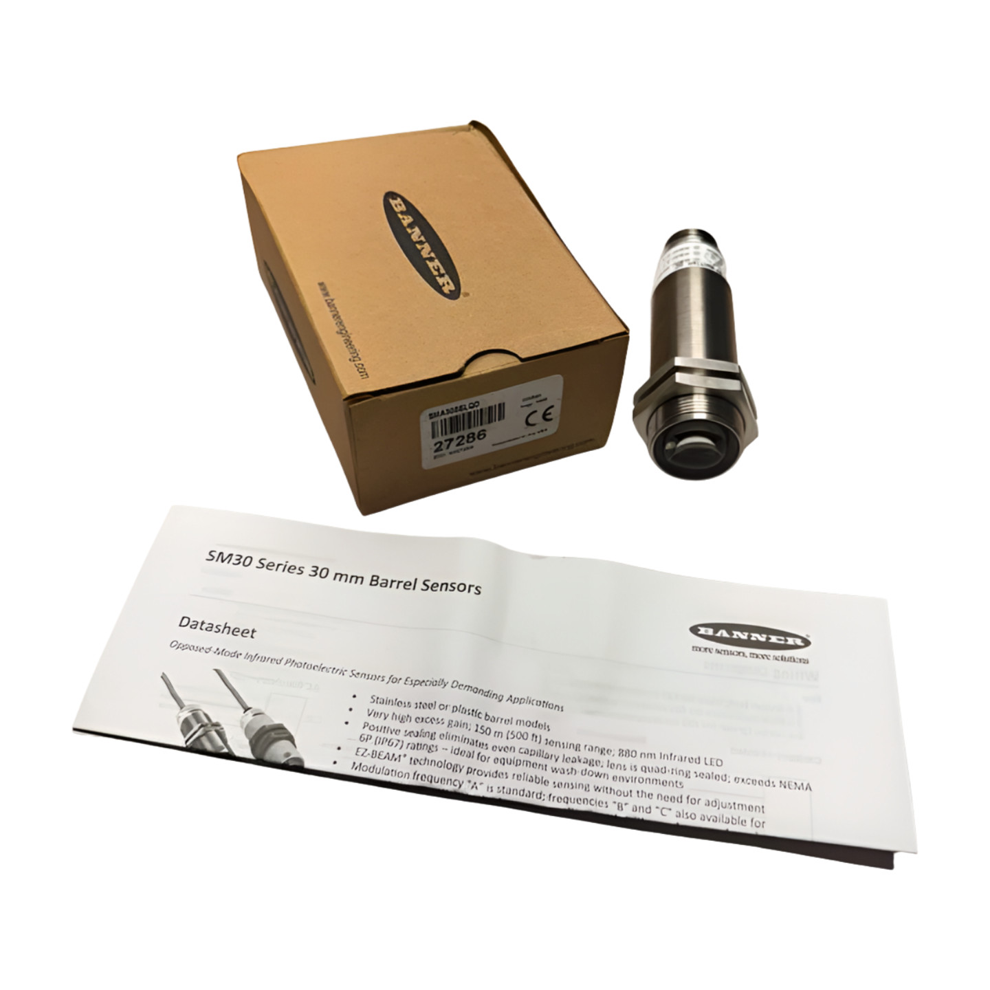 Banner SMA30SELQD Photoelectric Sensor, 12-240VAC 20mA, 10-30VDC 20mA, 27286