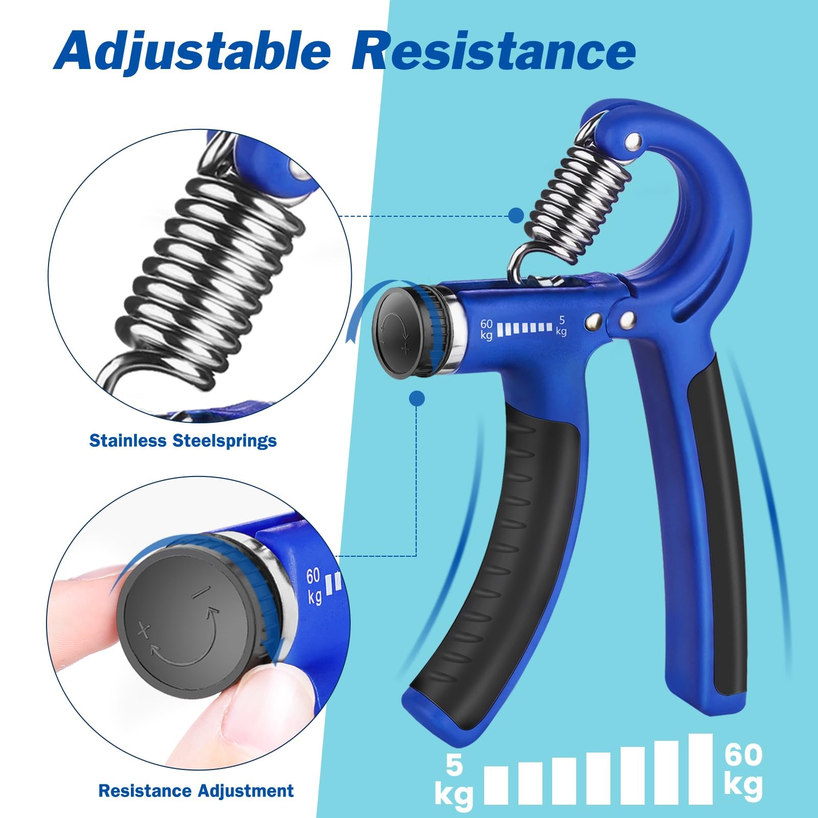 Adjustable Grip Strength Trainer, Forearm Exerciser 11132 lbs, Hand Gripper S...