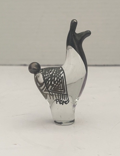 Vintage Handycraft Llama Alpaca Glass Figurine Silver Overlay Peru 3” SALE!
