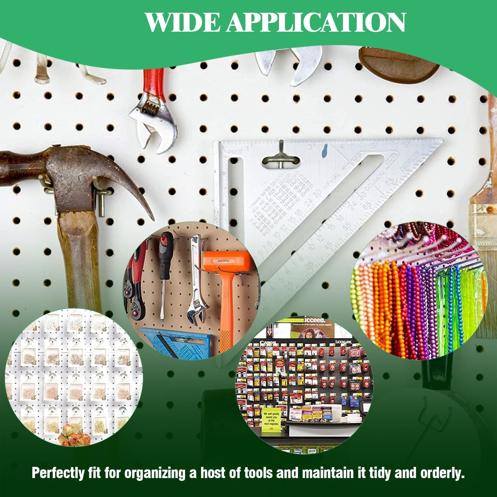 50Pcs 2"/5CM Pegboard Hooks Assortment Set, Metal Peg Board Hooks with 2.5mm ...