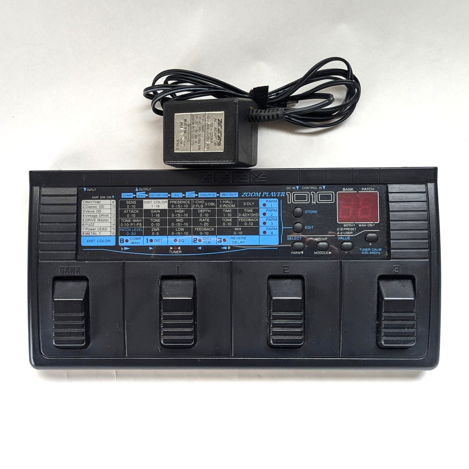 ZOOM PLAYER 1010 Guitar Multi Effects Pedal w/ AD-0006A Adapter Vintage Japan