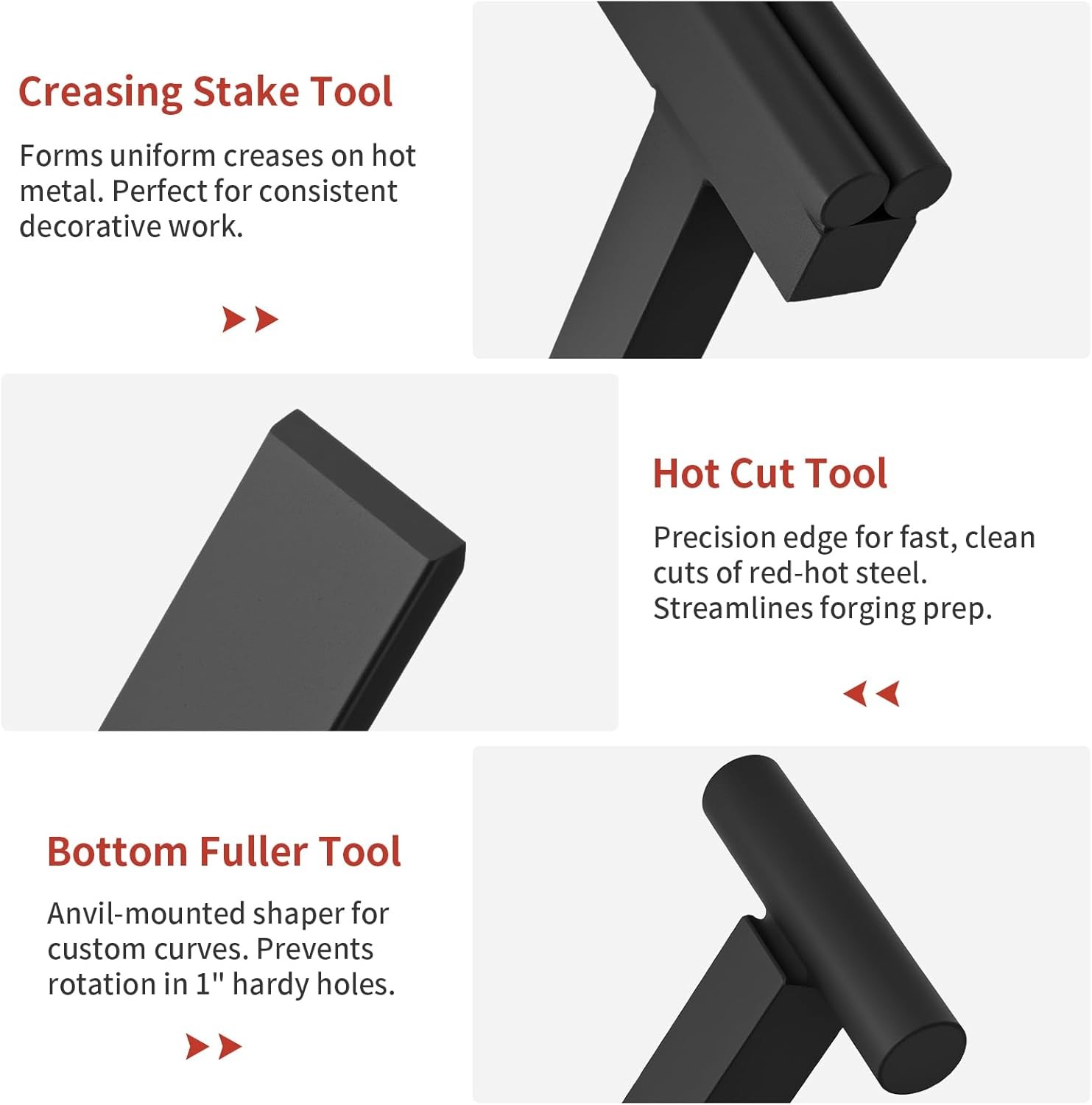 5 Piece 1" Blacksmith Anvil Hardy Hole Tools Set Blacksmithing Forging Kit