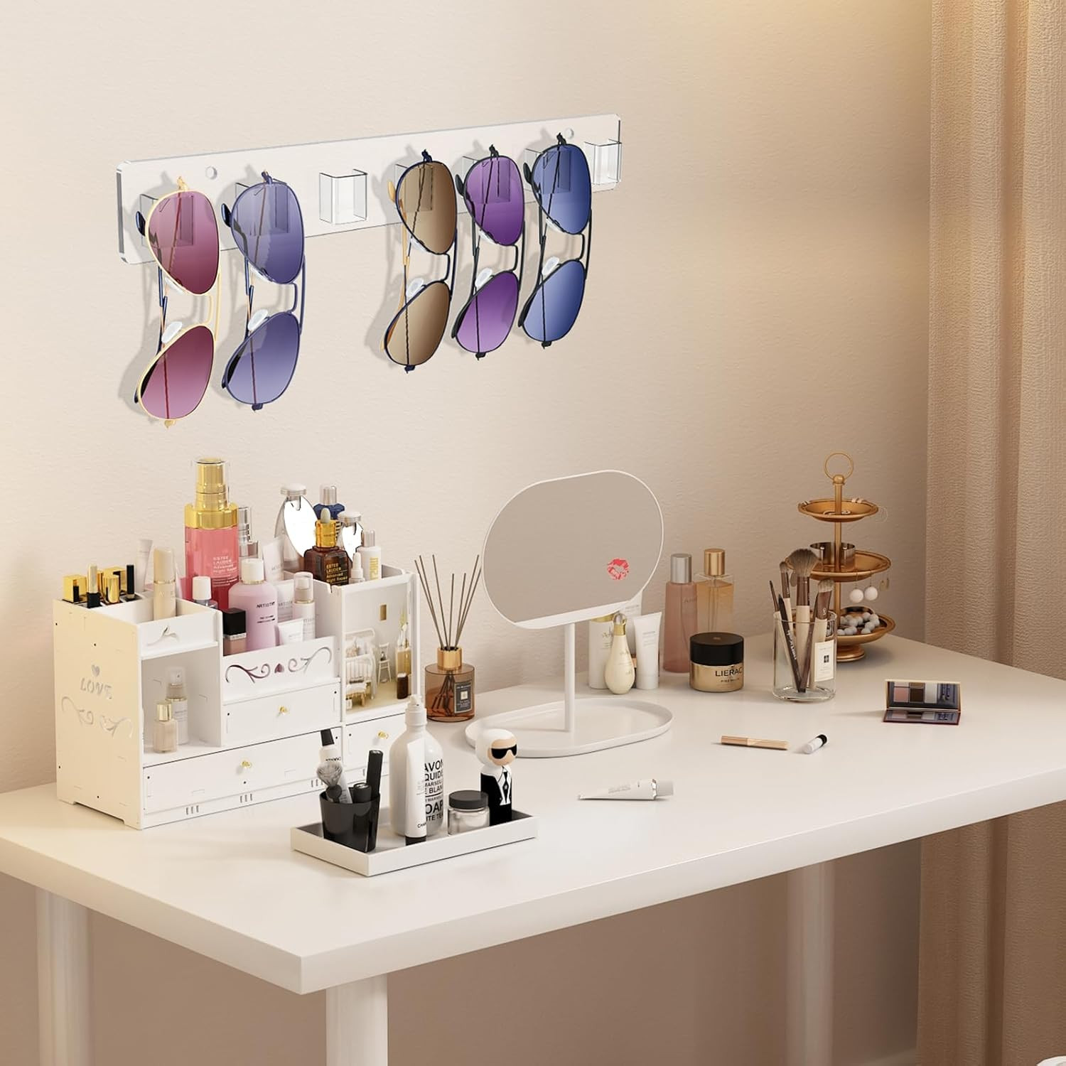 2 Pack Sunglasses Organizer Wall Holder, Acrylic Eyeglass Display for Home