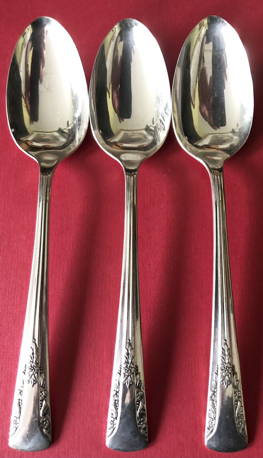 1940 International Silver CAMELIA SilverPlate Silver Plate SOUP SPOON X3 SPOONS