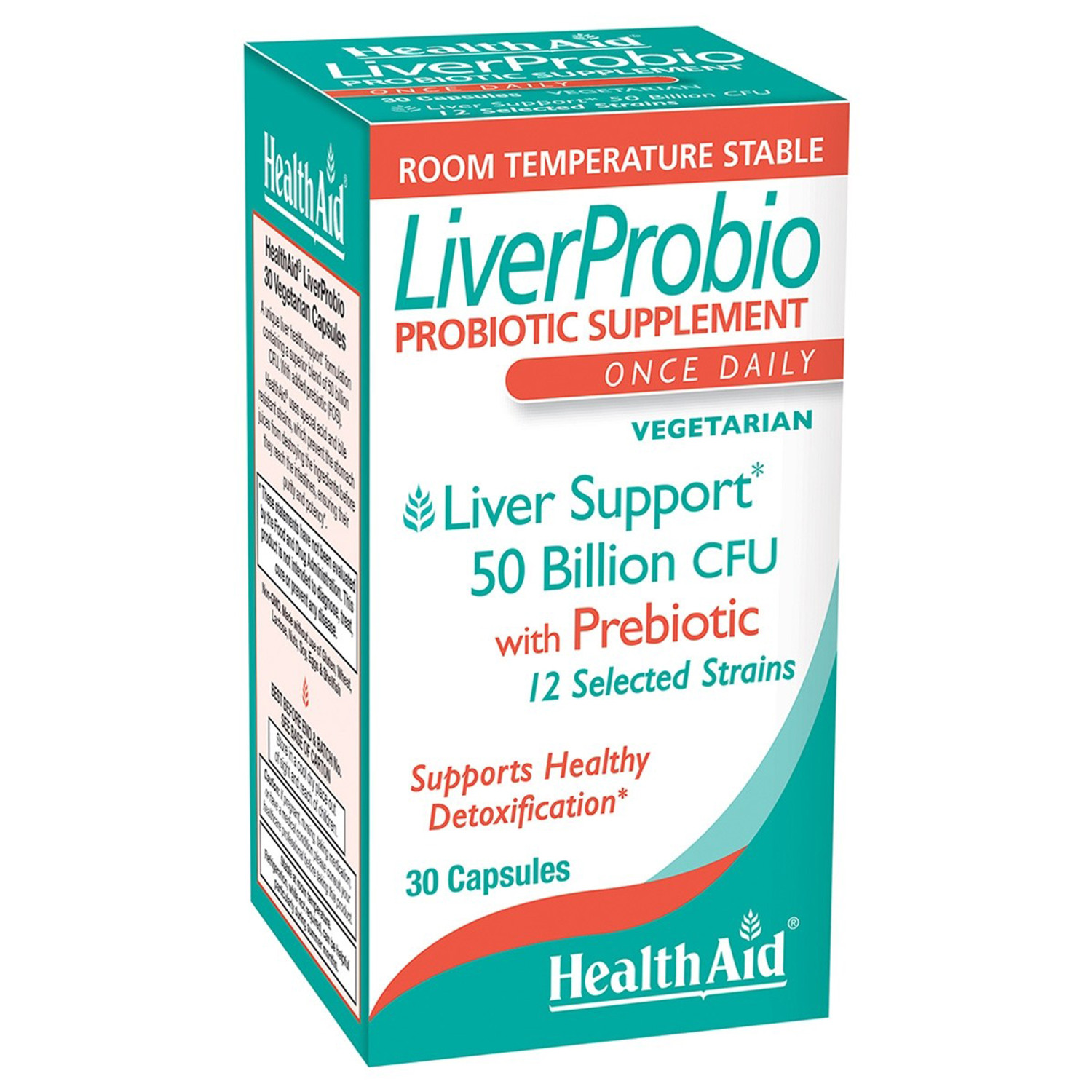 HealthAid LiverProbio, 50 Billion CFU with Probiotic, 12 Strains, 30 Caps