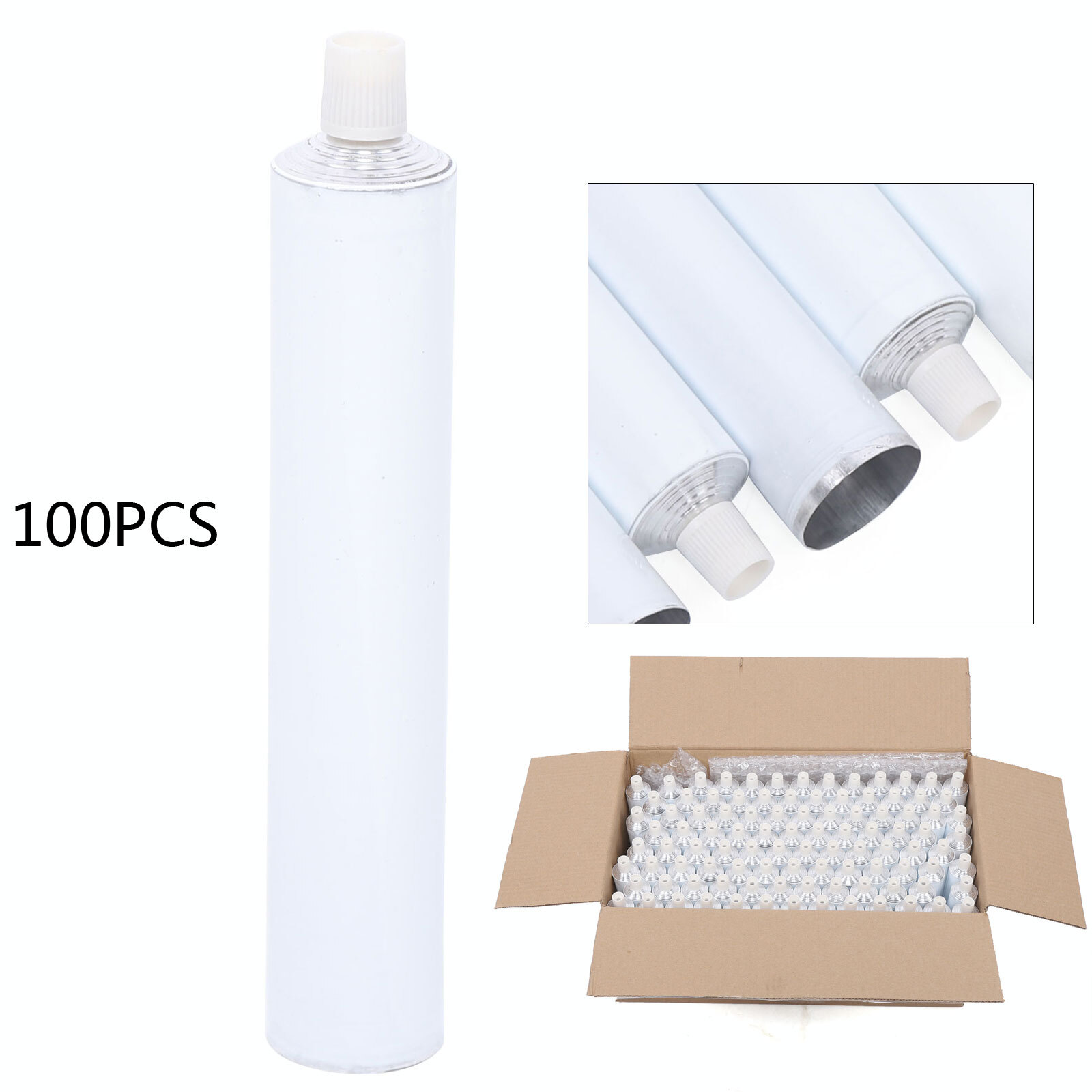 100 Pcs 100ml Empty Unsealed Toothpaste Tubes Needle Cap Full Box Aluminum USA