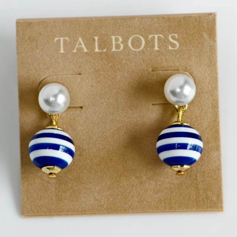 Talbots Minimalist Stripe Beads Drop Earrings Chic Women Vacation Travel Jewelry