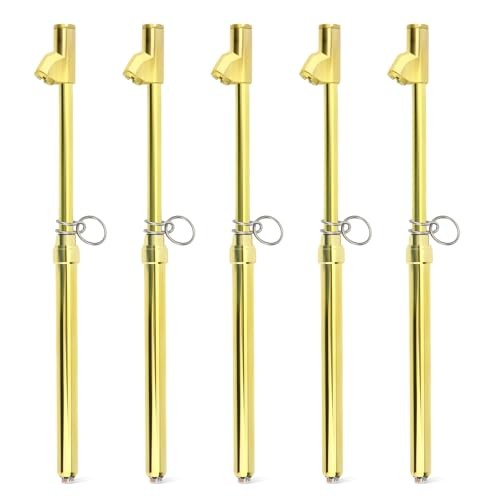 Gold Double Straight Type Tire Pressure Gauge, Dual Head Air Pressure 5PCS