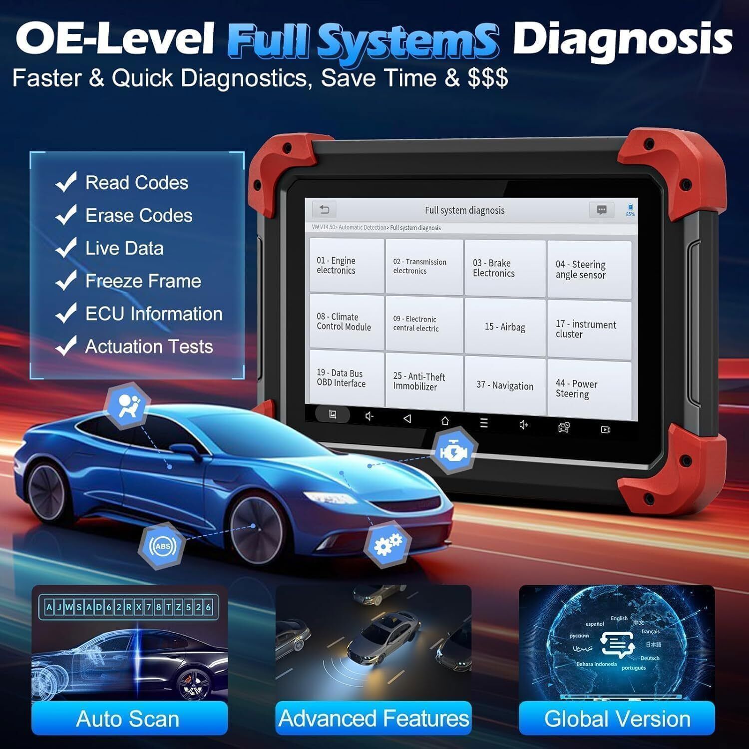 USED XTOOL D7 V2.0 Bidirectional Full System OBD2 Car Diagnostic Scanner Tool