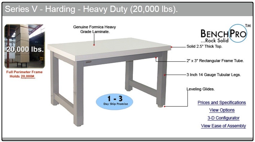 BenchPro H Solid Maple 24"D x 120"W Production Table Industrial Workbenches