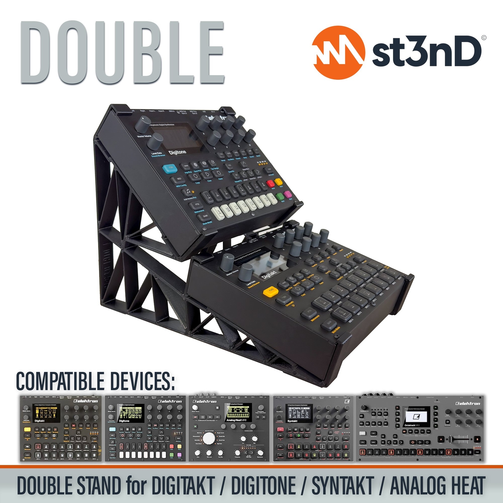 DOUBLE STAND for ELEKTRON Digitakt / Digitone / Syntakt / Analog Heat Mk1 & Mk2
