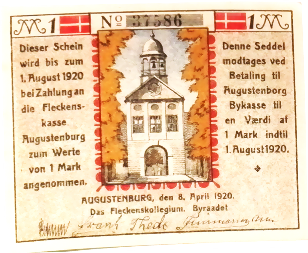 1920 Germany AUGUSTENBURG 1 Mark Notgeld / Banknote