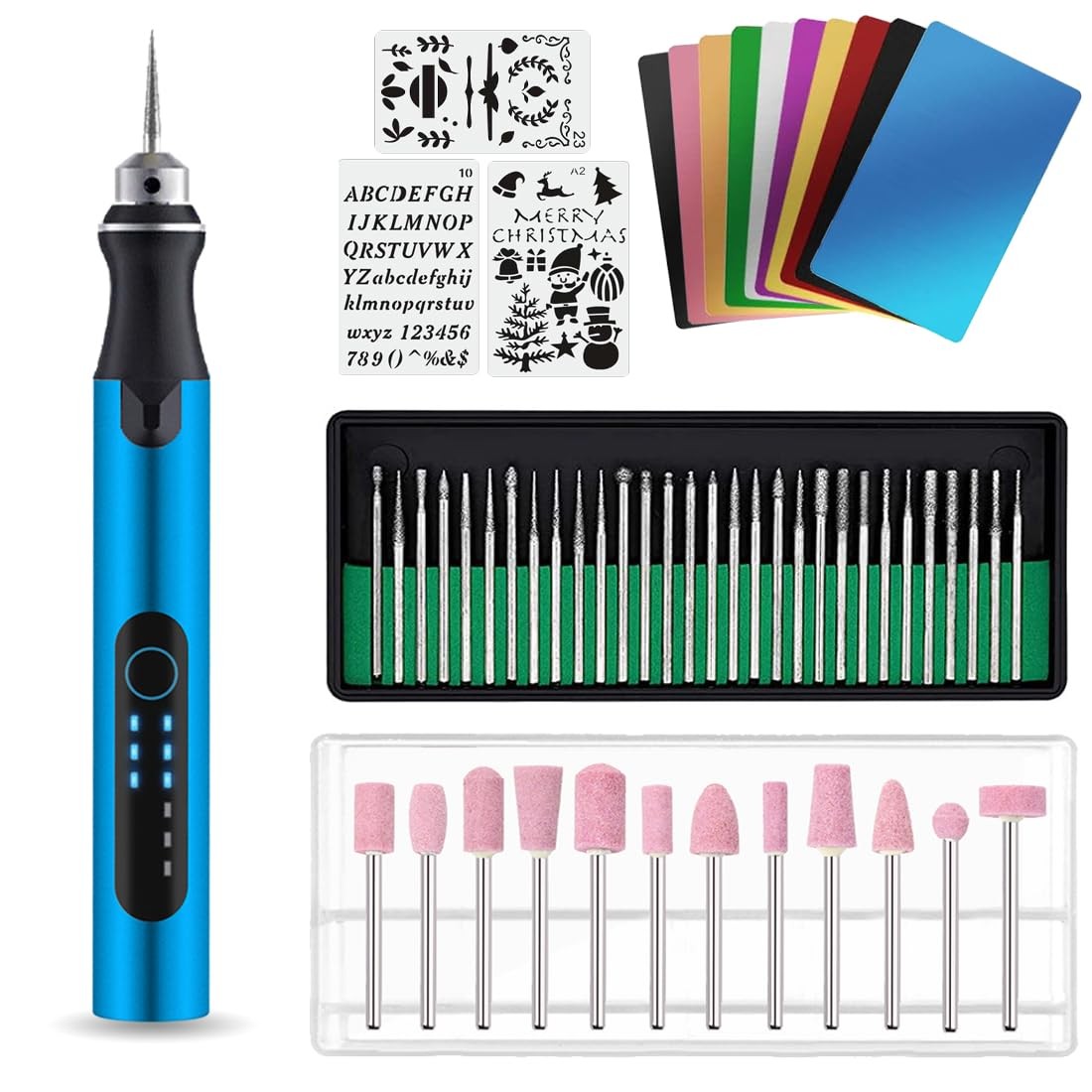 USB Engraving Pen with 47 bits,10Metal Business Card Blanks,Electric Engraver...