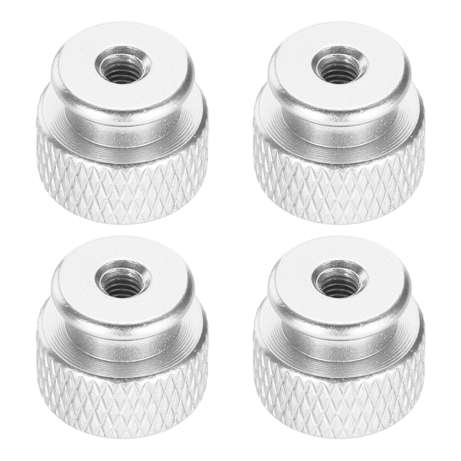 4pcs Knurled Thumb Nut, M3 12mm OD 10mm Height Aluminium Alloy Bright Silver