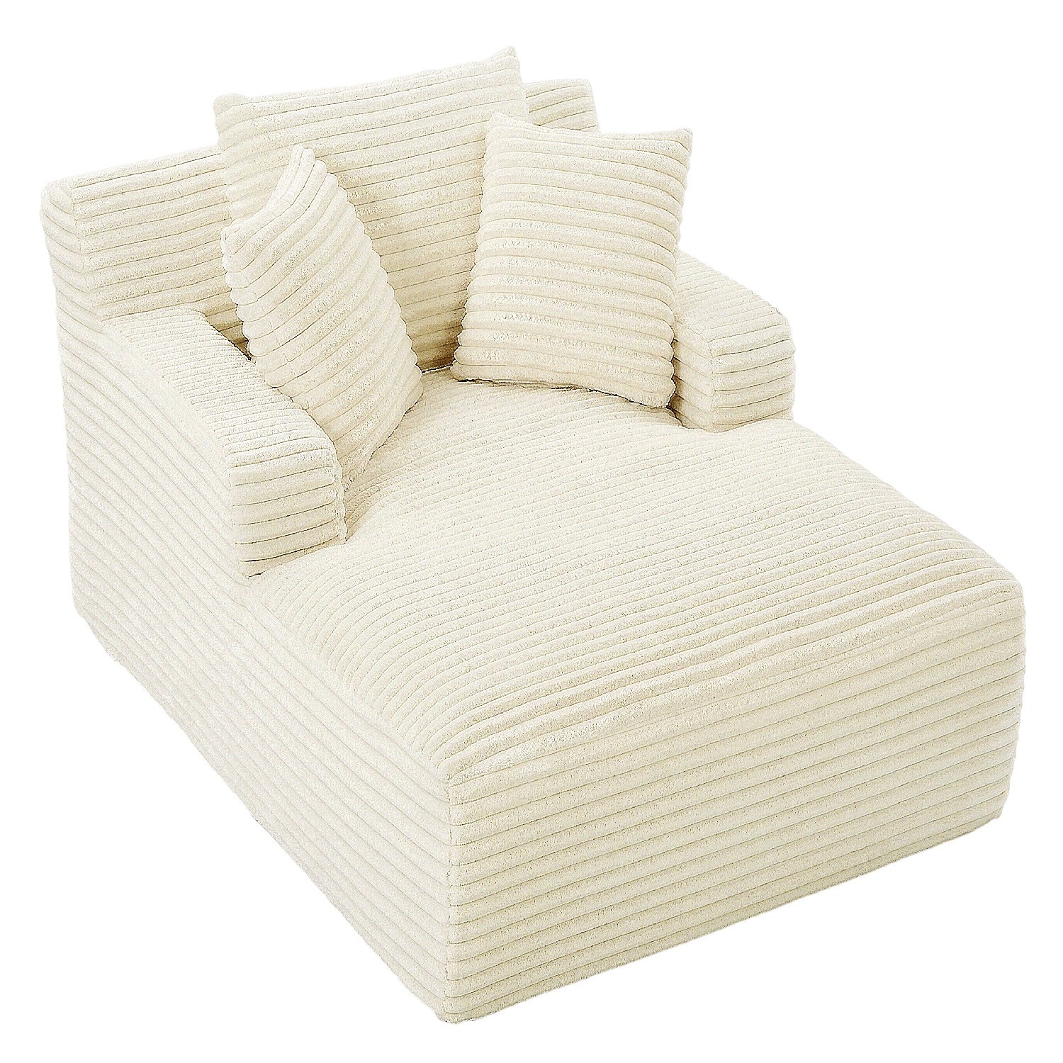 Oversized Chaise Lounge Chair Corduroy Upholstered Low Floor Chair No-Assembly
