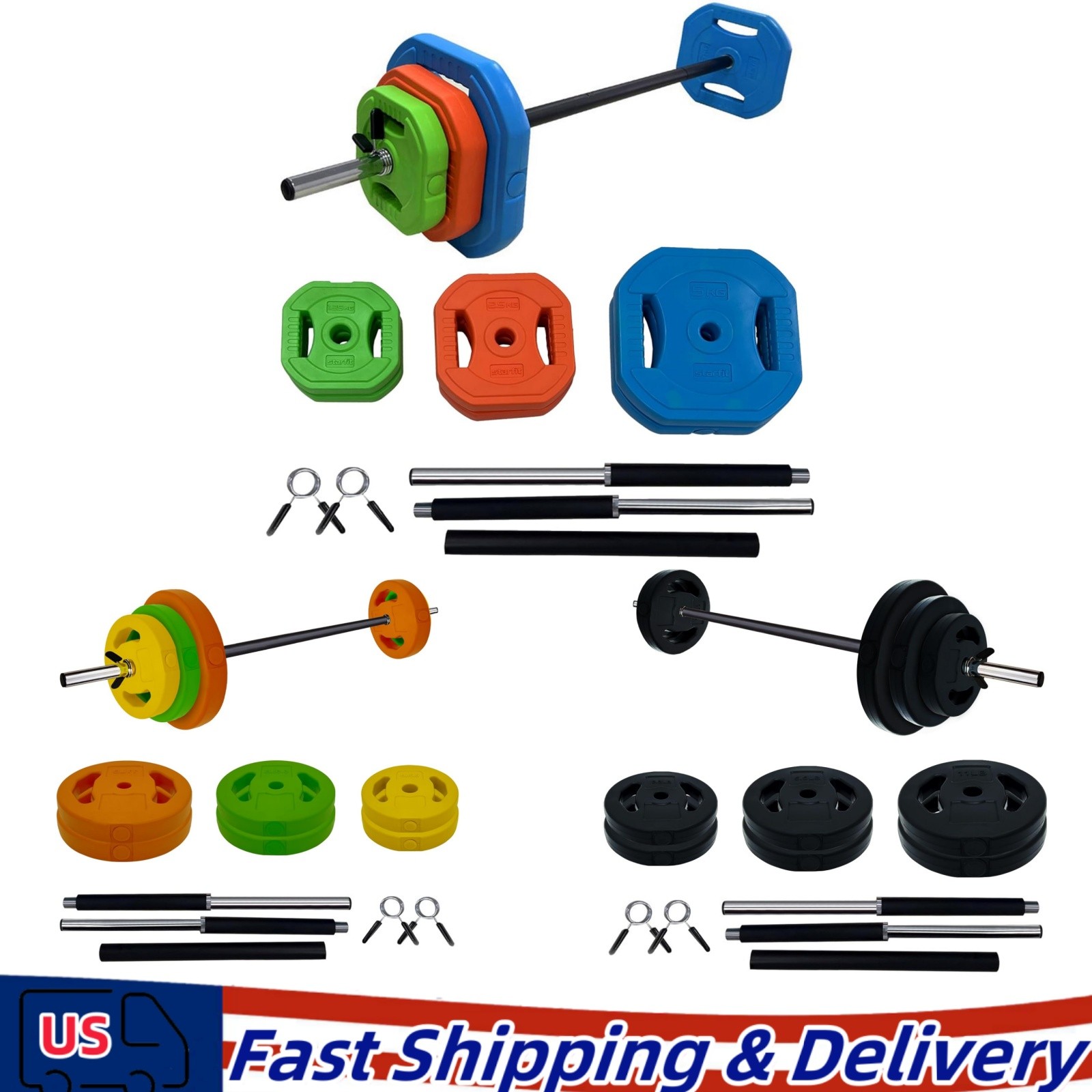 40 Lbs Barbell Weight Set Adjustable Free Weights for Home and Gym Workout