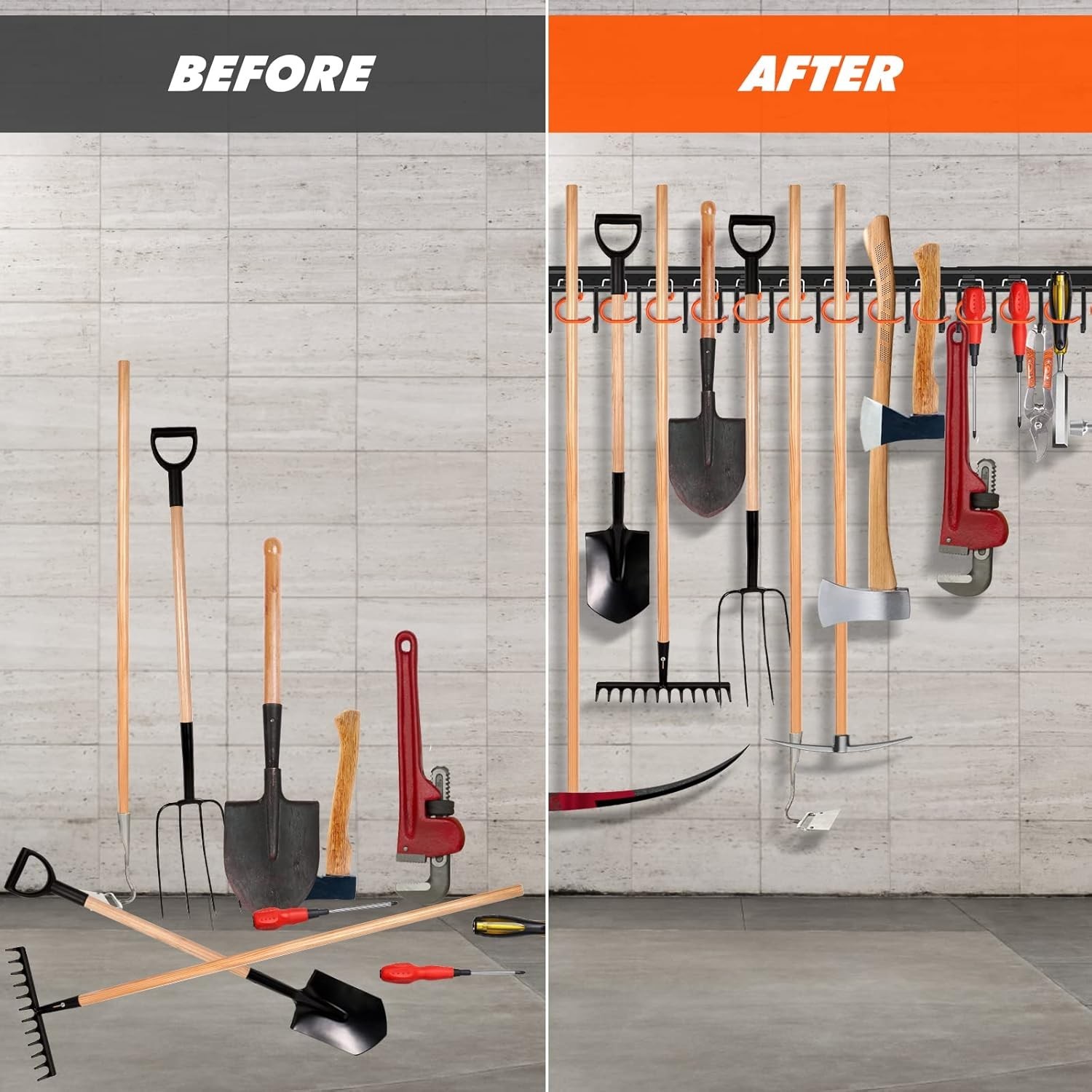 Adjustable 34'' Metal Tool Organizer - Effortless Wall-Mount Storage Solution