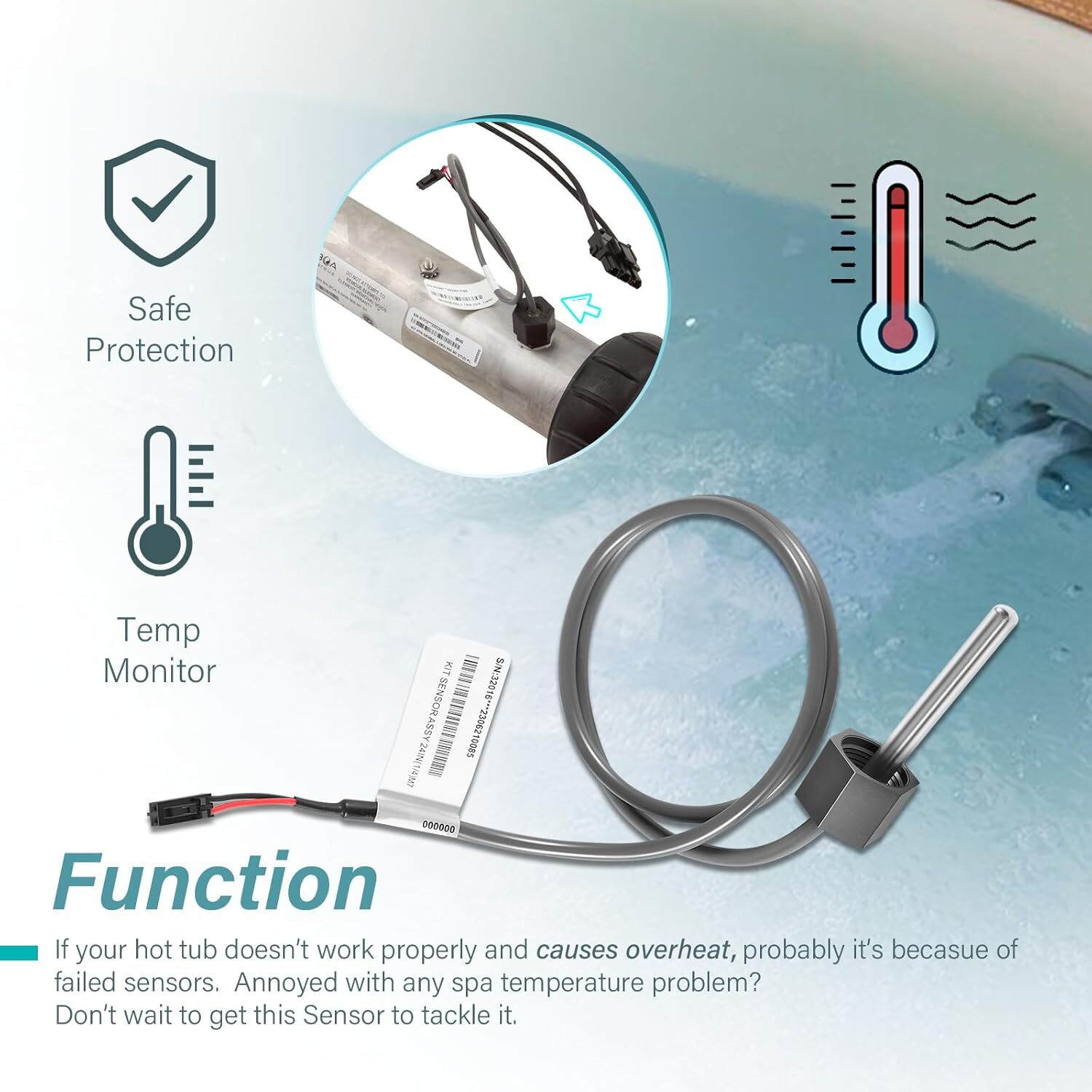 for Balboa M7 Sensor Temp/Hi Limit Sensor Dual Purpose Sensor Temp 1/4" Sensor