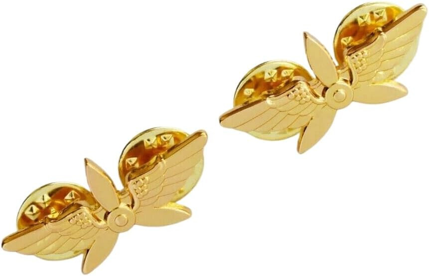 PAIR CHINESE US AIR FORCE AVIATION BRANCH INSIGNIA METAL BADGE PIN OF2