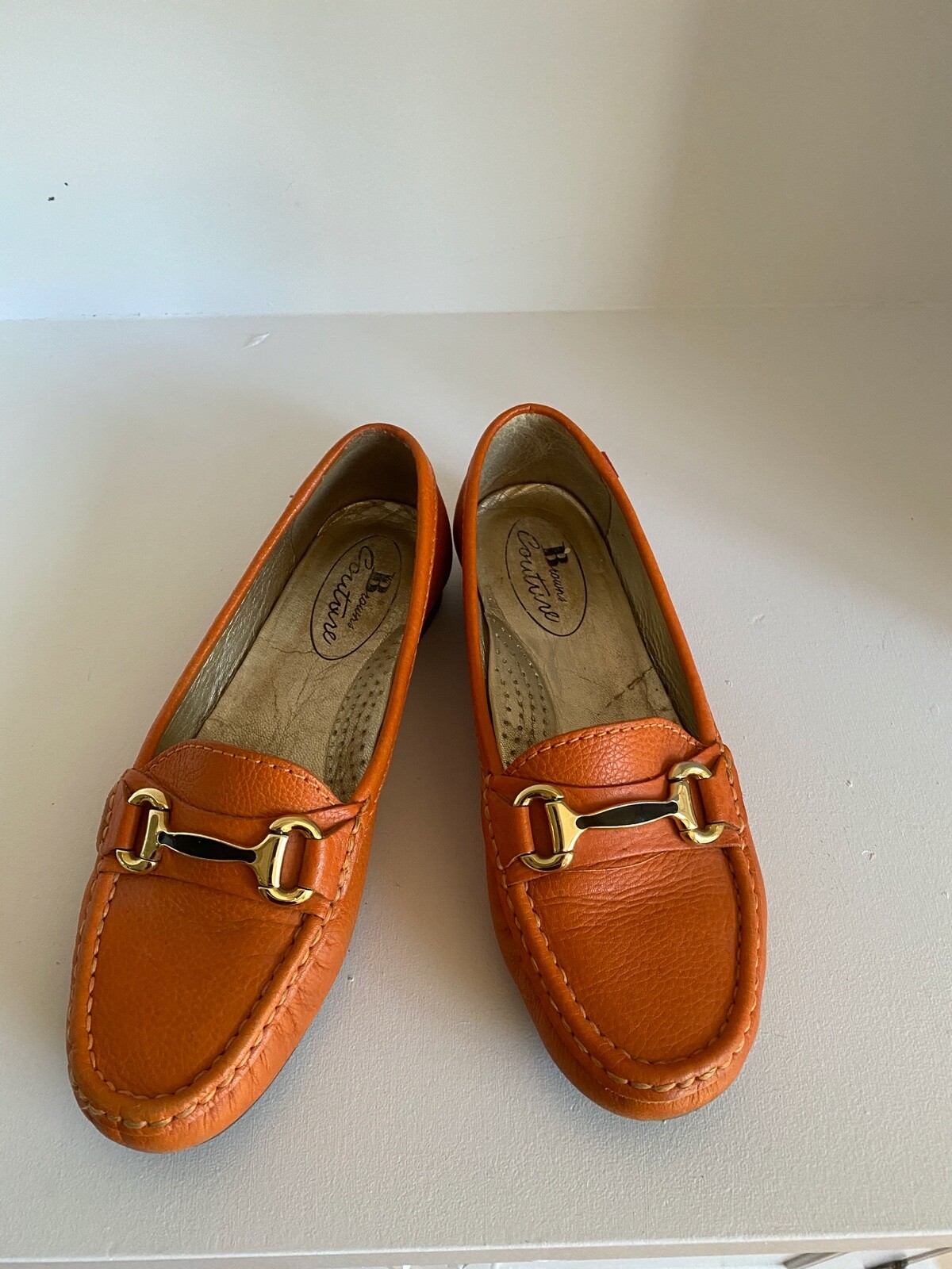 BROWNS SHOES Orange Loafers Size 8 Retail $250