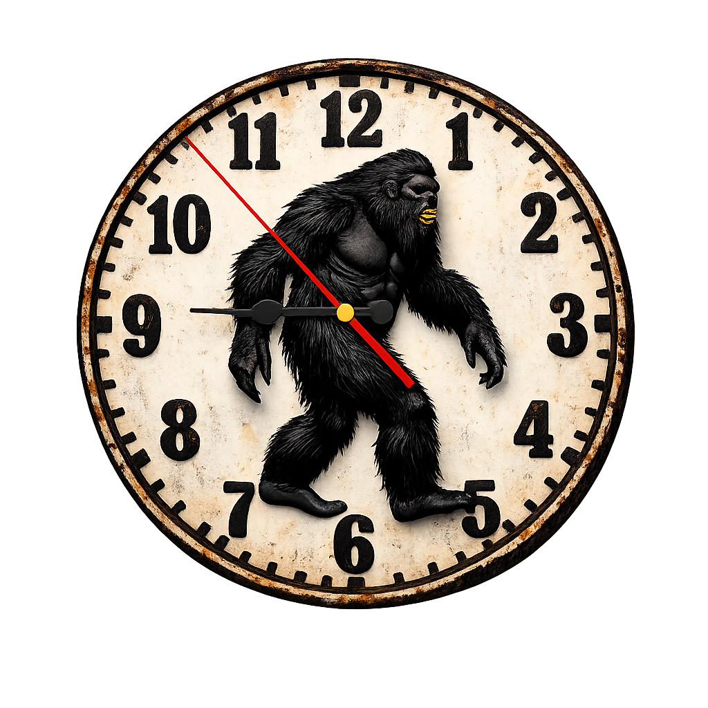 Bigfoot Wall Clock Rustic Wooden Sasquatch Cabin Decor Silent Battery Operated